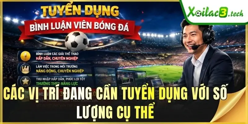 Các vị trí đang cần tuyển dụng với số lượng cụ thể